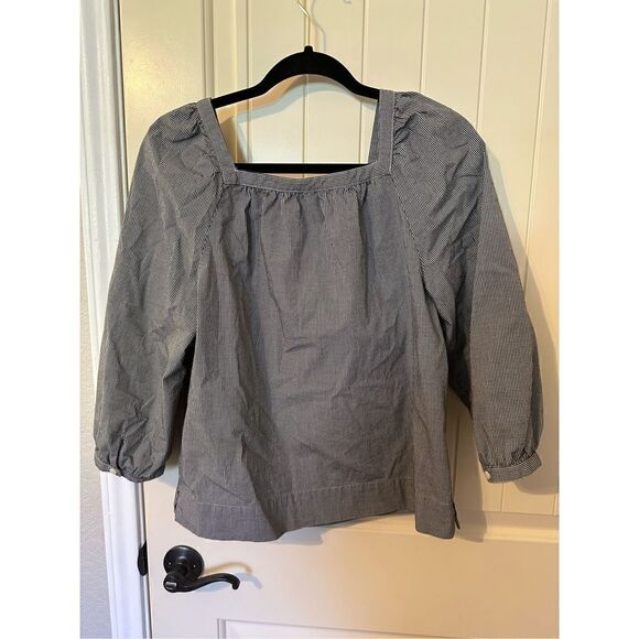 J.Crew Size Small Gingham Square Neck Puff Sleeve Blouse G7060 - Picture 5 of 10